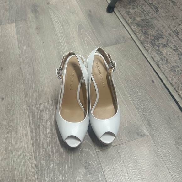 Veronica Beard Peep Toe Slingback Cork Wedge - Picture 2 of 8